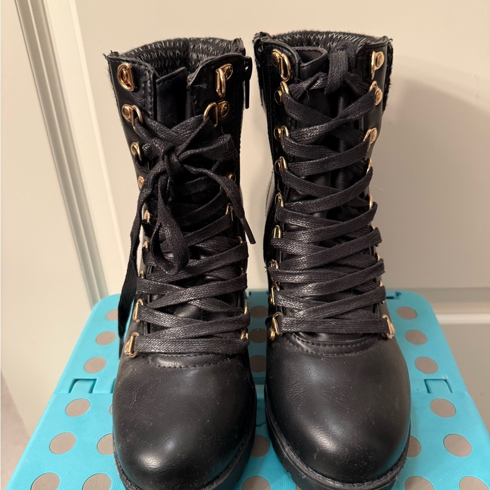 Stylish Black Lace-Up Boots
